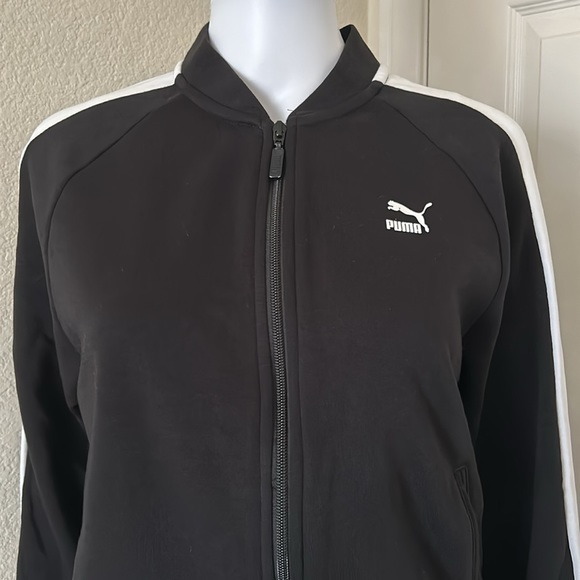 Puma Black and White Classic long sleeve front zip T7 Track sweatshirt - Small - Picture 2 of 7
